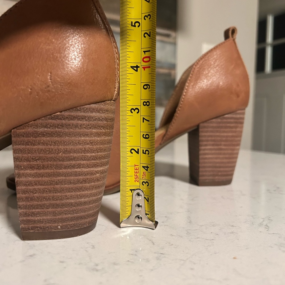 EUC 🍀 Lucky Brand Junai Leather Open Peep Toe Ankle Bootie Heeled Sandals - Picture 12 of 16